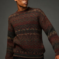 Açık Bordo Bisiklet Yaka Oversize Desenli Yünlü Triko Kazak