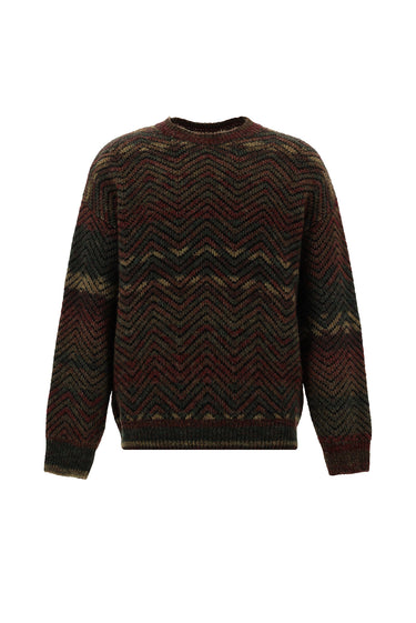 Açık Bordo Bisiklet Yaka Oversize Desenli Yünlü Triko Kazak