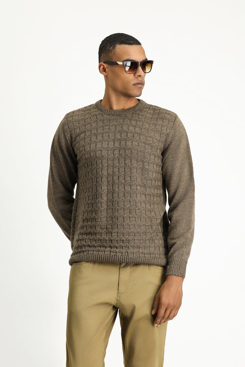 Orta Vizon Bisiklet Yaka Regular Fit Desenli Triko Kazak