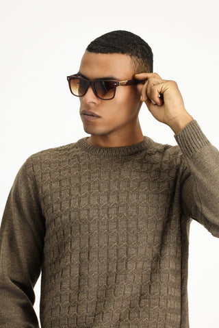  Orta Vizon Bisiklet Yaka Regular Fit Desenli Triko Kazak