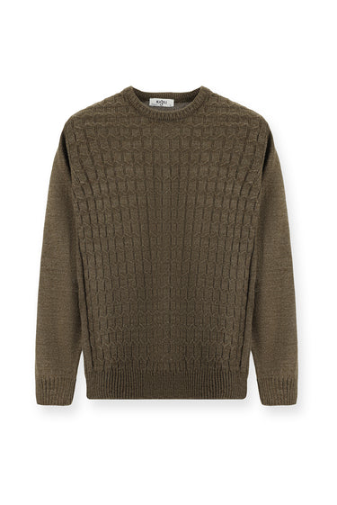 Orta Vizon Bisiklet Yaka Regular Fit Desenli Triko Kazak