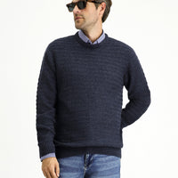 İndigo Bisiklet Yaka Regular Fit Desenli Triko Kazak