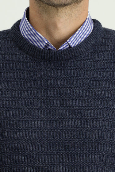 İndigo Bisiklet Yaka Regular Fit Desenli Triko Kazak