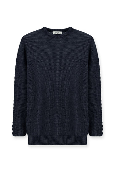 İndigo Bisiklet Yaka Regular Fit Desenli Triko Kazak