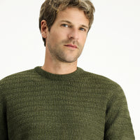 Orta Haki Bisiklet Yaka Regular Fit Desenli Triko Kazak