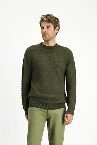  Orta Haki Bisiklet Yaka Regular Fit Desenli Triko Kazak-Ki??l?