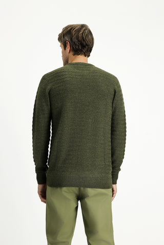  Orta Haki Bisiklet Yaka Regular Fit Desenli Triko Kazak-Ki??l?