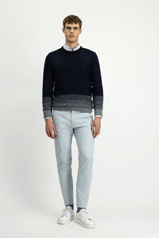  Koyu Lacivert Bisiklet Yaka Regular Fit Desenli Triko Kazak