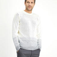 Ekru Bisiklet Yaka Regular Fit Desenli Triko Kazak