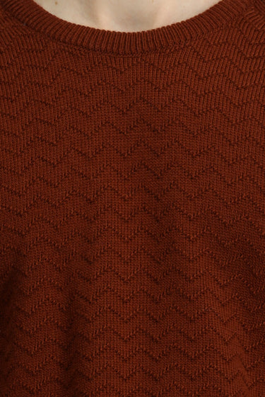 Kiremit Bisiklet Yaka Regular Fit Desenli Triko Kazak