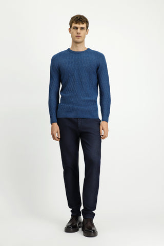  İndigo Bisiklet Yaka Regular Fit Desenli Triko Kazak