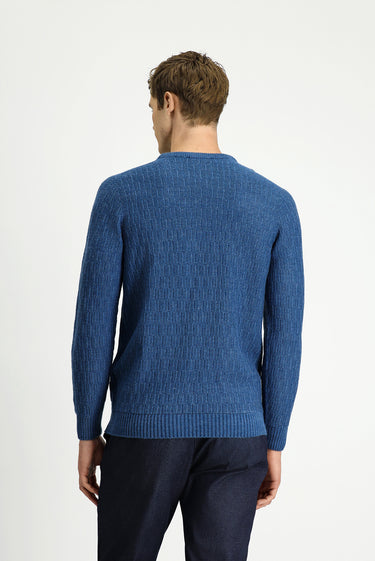 İndigo Bisiklet Yaka Regular Fit Desenli Triko Kazak