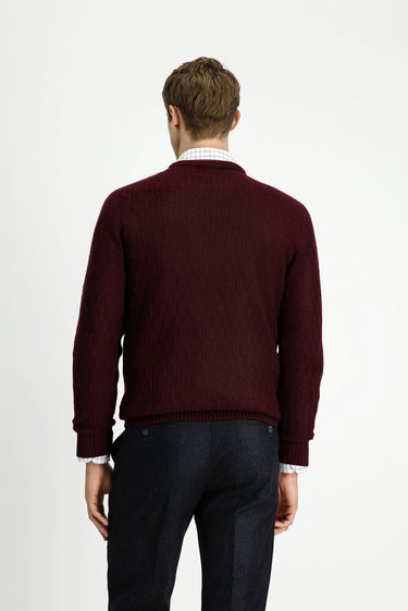 Koyu Bordo Bisiklet Yaka Regular Fit Desenli Triko Kazak