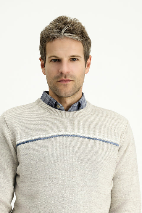 Taş Bisiklet Yaka Regular Fit Desenli Triko Kazak