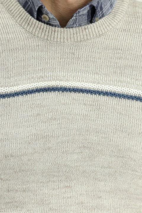 Taş Bisiklet Yaka Regular Fit Desenli Triko Kazak