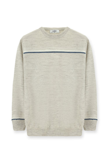 Taş Bisiklet Yaka Regular Fit Desenli Triko Kazak