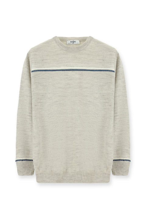 Taş Bisiklet Yaka Regular Fit Desenli Triko Kazak