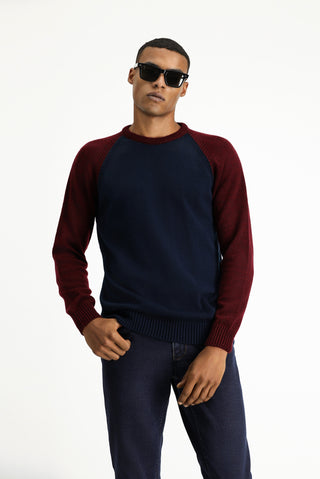  Orta Lacivert Bisiklet Yaka Regular Fit Dikişsiz Desenli Triko Kazak