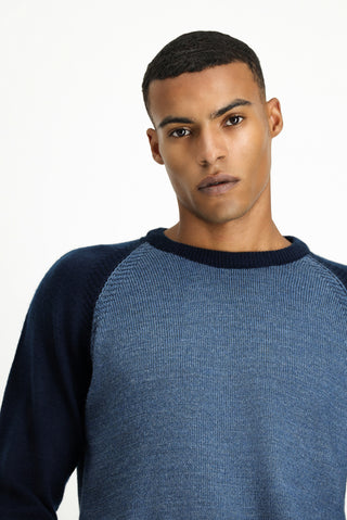  Havacı Mavi Bisiklet Yaka Regular Fit Dikişsiz Desenli Triko Kazak