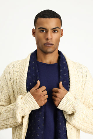  Açık Bej Desenli Yünlü Triko Hırka