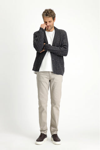  Koyu Antrasit Desenli Yünlü Triko Hırka