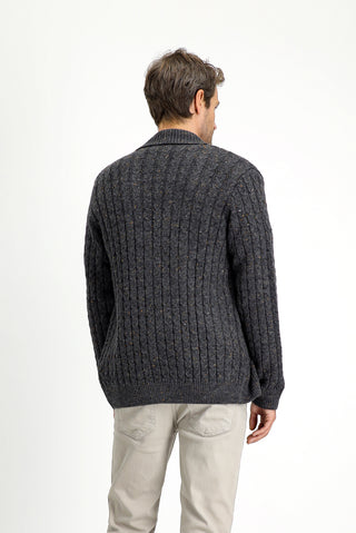  Koyu Antrasit Desenli Yünlü Triko Hırka