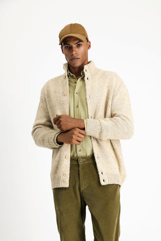  Açık Bej Desenli Yünlü Triko Hırka