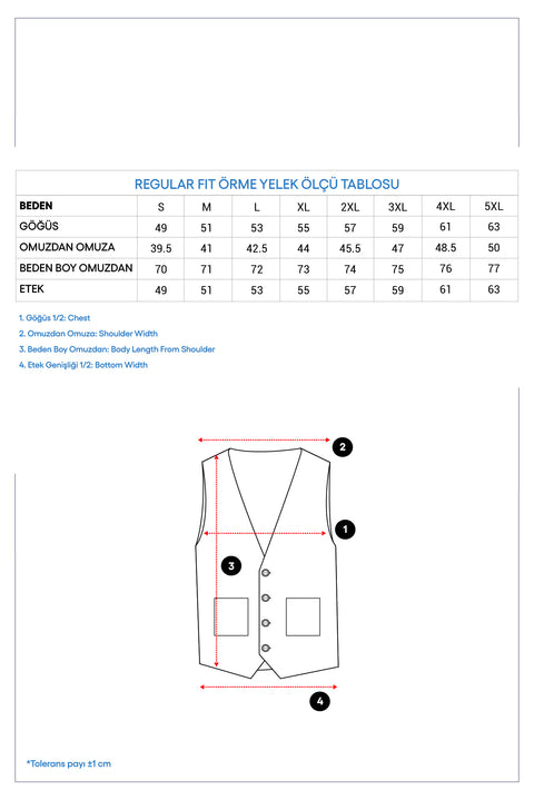 Koyu Lacivert V Yaka Düğmeli Regular Fit Desenli Pamuklu Triko Yelek