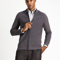 Açık Kahve  Slim Fit Dar Kesim Desenli Fermuarlı Pamuklu Triko Hırka