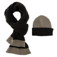 Koyu Kahve Yünlü Desenli Atkı & Bere Takımı