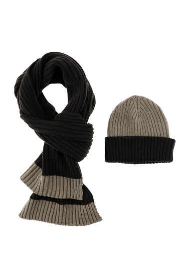  Koyu Kahve Yünlü Desenli Atkı & Bere Takımı