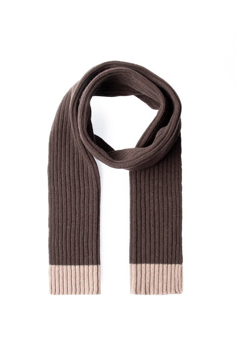 Koyu Kahve Yünlü Desenli Atkı & Bere Takımı