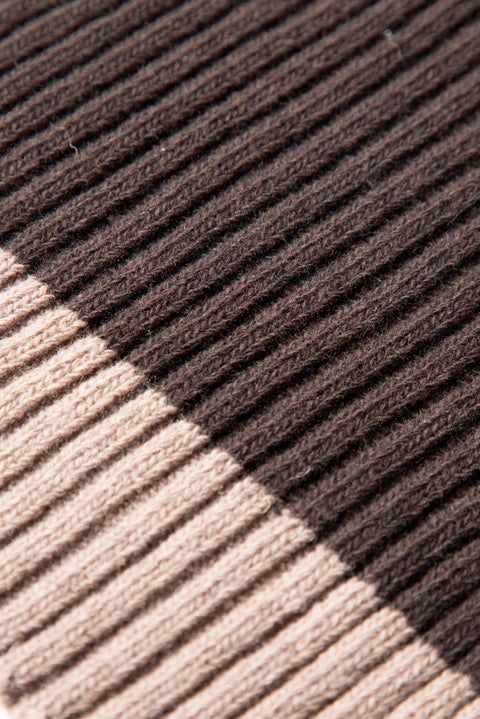 Koyu Kahve Yünlü Desenli Atkı & Bere Takımı