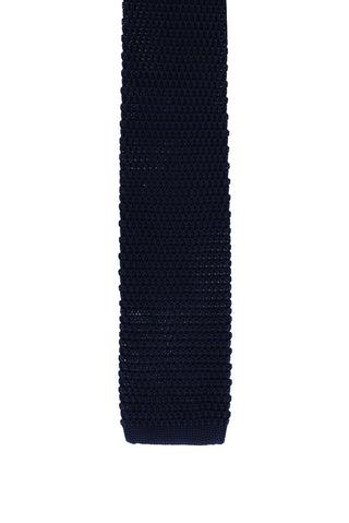  Koyu Lacivert Desenli Örme Kravat-Ki??l?