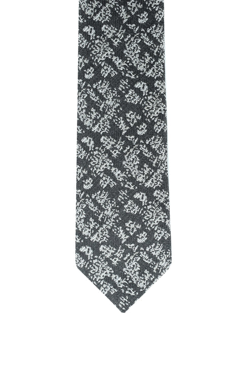 Koyu Antrasit Desenli Örme Kravat