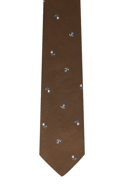 Orta Kahve Desenli Kravat