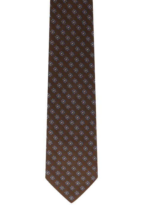 Orta Kahve Desenli Kravat