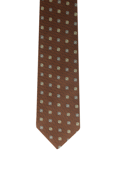 Orta Kahve Desenli Kravat