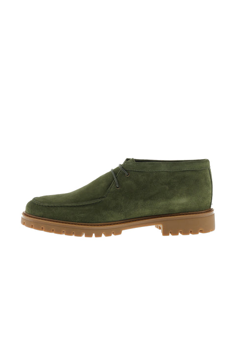 Medium Khaki Suede Leather Boots