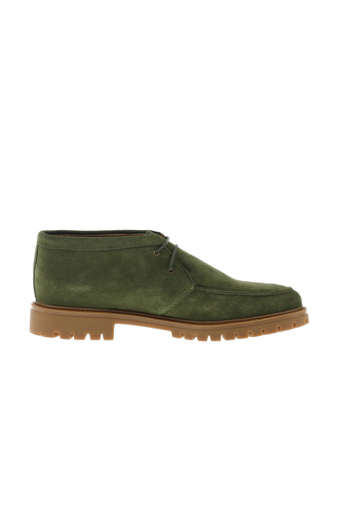 Medium Khaki Suede Leather Boots