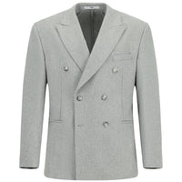 Medium Grey 6 Drop Milano Full Oversize Fit Wool Double-Breasted Jacket