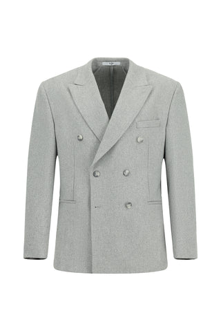  Orta Gri Milano Kalıp Yünlü Kruvaze Ceket