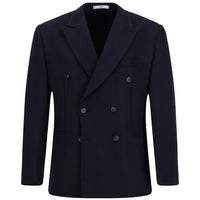 Koyu Lacivert Milano Kalıp Yünlü Kruvaze Ceket