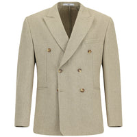 Orta Bej Milano Kalıp Yünlü Kruvaze Ceket