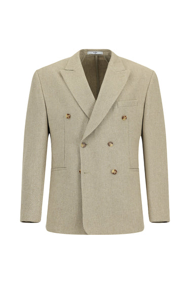  Orta Bej Milano Kalıp Yünlü Kruvaze Ceket