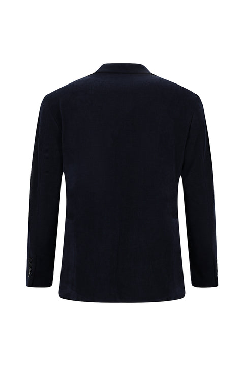 Orta Lacivert 4 Drop Relaxed Fit Rahat Kesim Çizgili Ceket