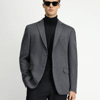 Koyu Füme 8 Drop Muscle Fit Uzun Atletik Kesim Örme Klasik Çizgili Ceket