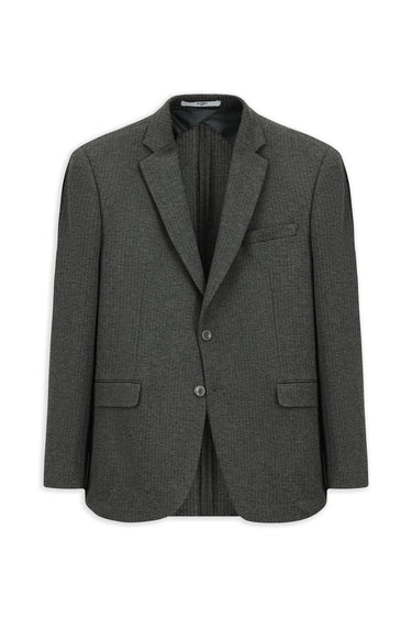 Koyu Füme Super Slim Fit Ekstra Dar Kesim Örme Klasik Çizgili Ceket