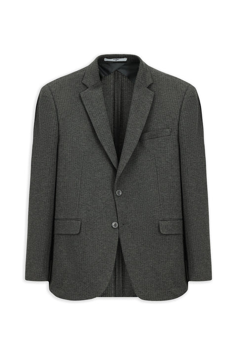 Koyu Füme 7 Drop Super Slim Fit Eksra Dar Kesim Örme Klasik Çizgili Ceket
