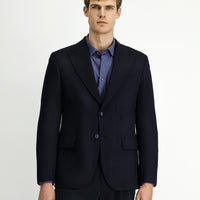 Koyu Lacivert Slim Fit Dar Kesim Klasik Çizgili Ceket